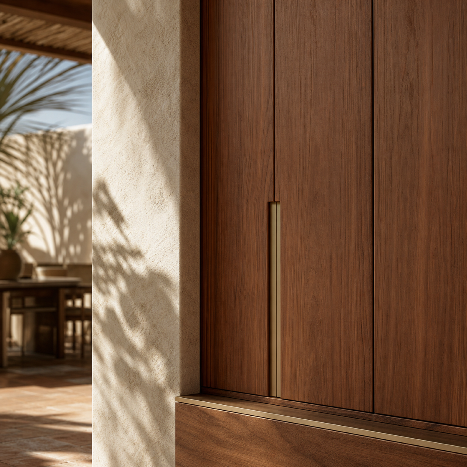 Fadior Voyage Wardrobe Suite with Bronze Veil Packing Wall — close-up of stainless steel finish and hardware detail