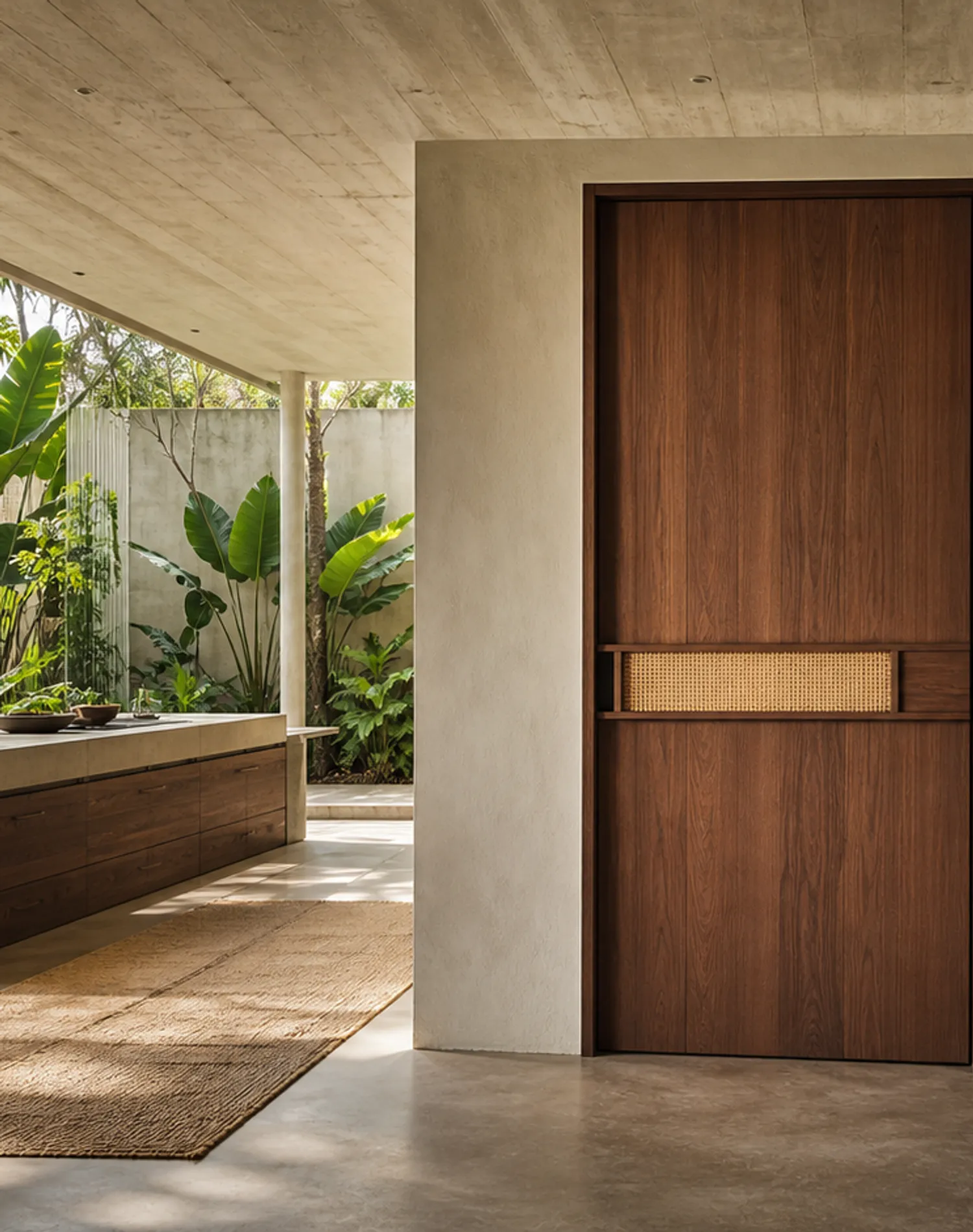 Suite de Puerta Interior Alabaster con Puerta Pivotante de Riel Racionalista estudio de adaptación