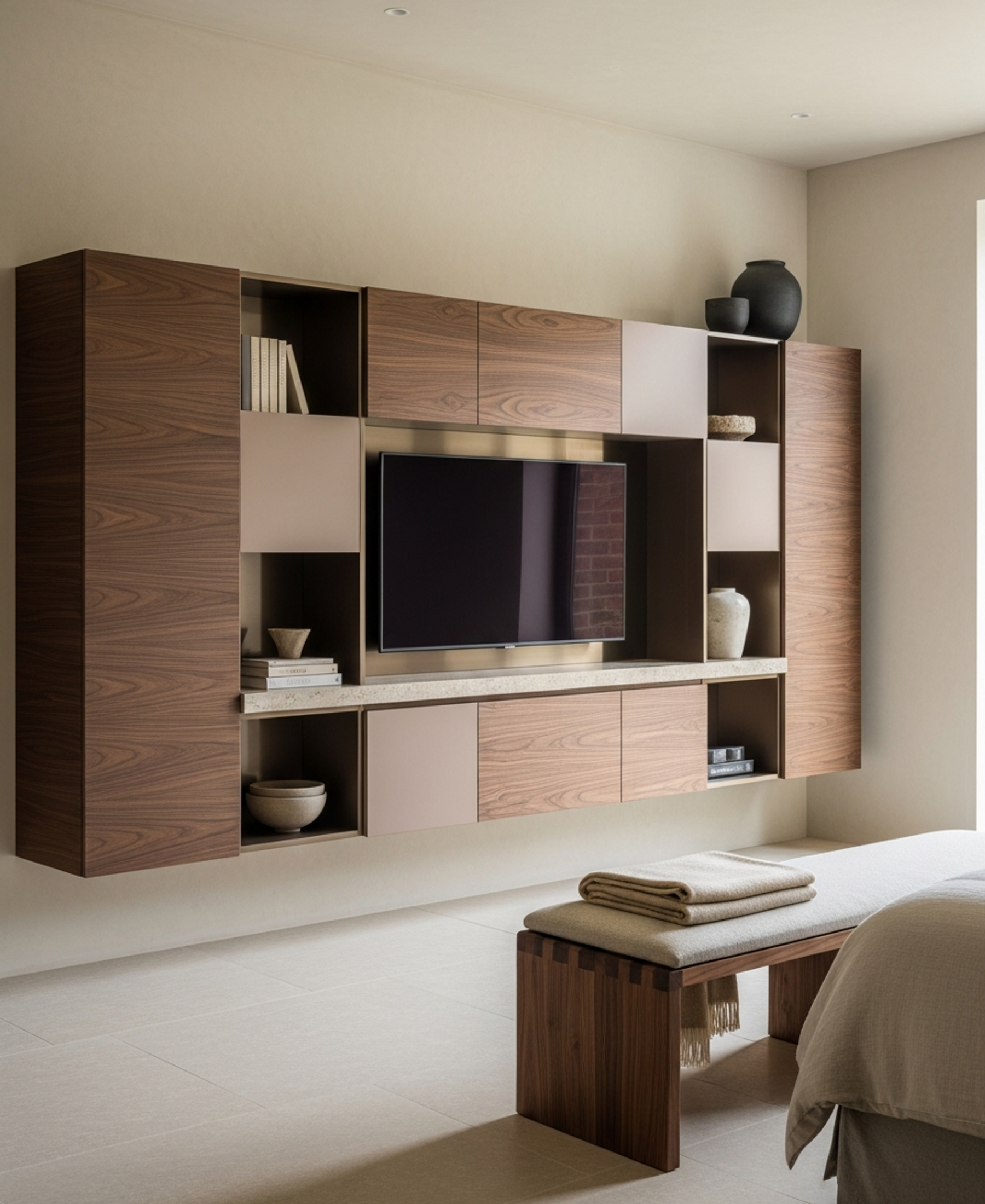 Fadior Essence Media Console — 304 stainless steel living room system, front view