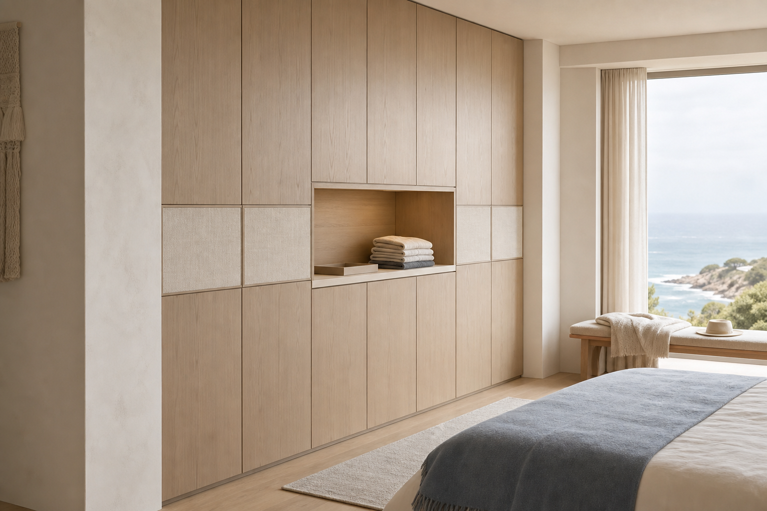 Fadior Canopy Wardrobe Suite with Cool-Touch Packing Niche — lifestyle setting with natural light and residential styling