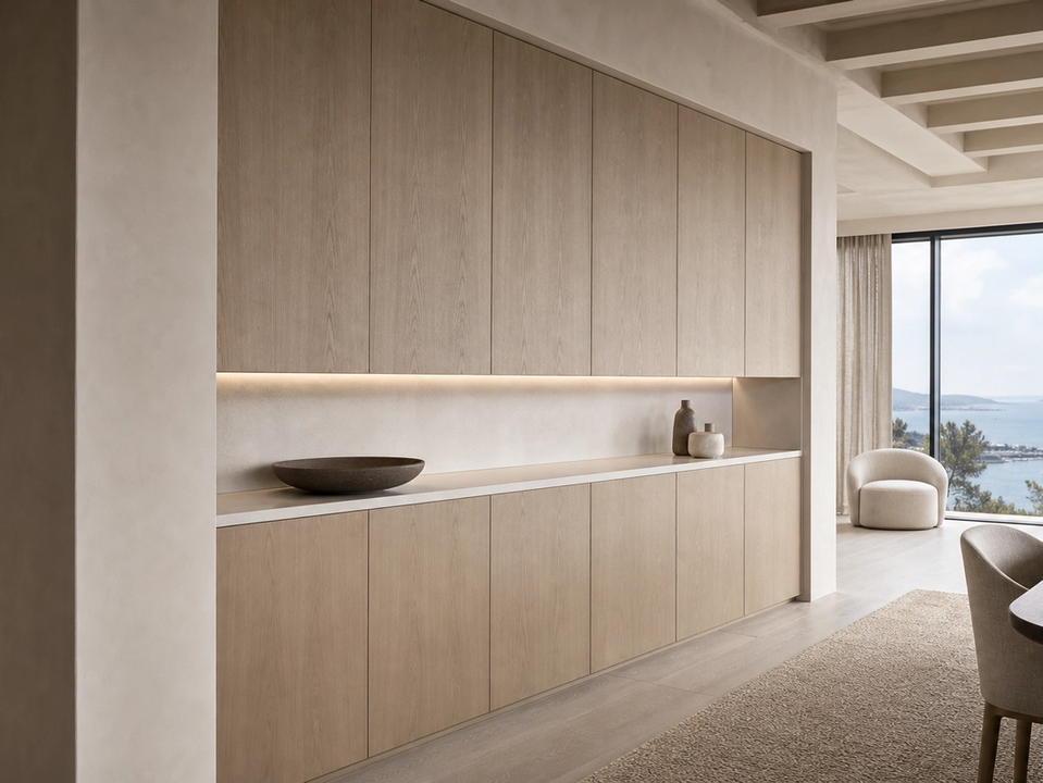 Fadior Grotto Wine Cabinet Suite with Milan Cellar Specification Wall — 304 stainless steel wine cabinet system, front view