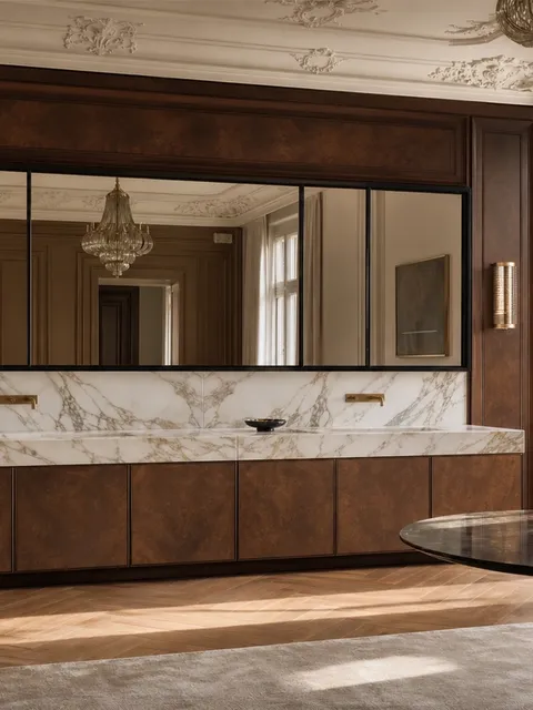 Baño y Tocador Solstice con Repisa de Lavabo Calacatta