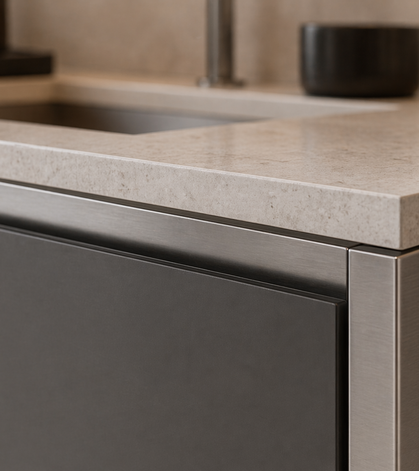 Fadior Acqua Bath And Vanity Suite — close-up of stainless steel finish and hardware detail