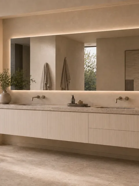 Suite de Baño y Tocador Ethereal con Bahía de Tocador Fluted Cloudlight