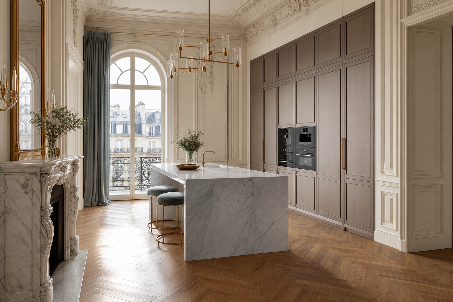Fadior Riviera Kitchen Suite with Tactile Prep Relay Wall — interior room context showing cabinet integration