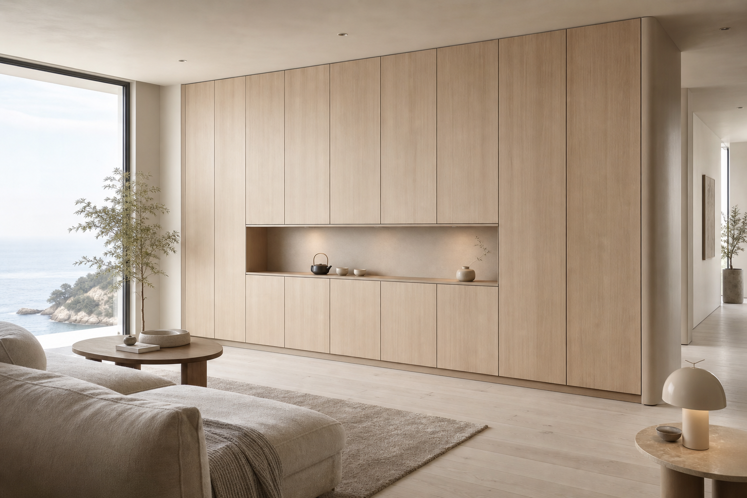 Fadior Silvan Living Room Suite with Recessed Tea Salon Wall — interior room context showing cabinet integration