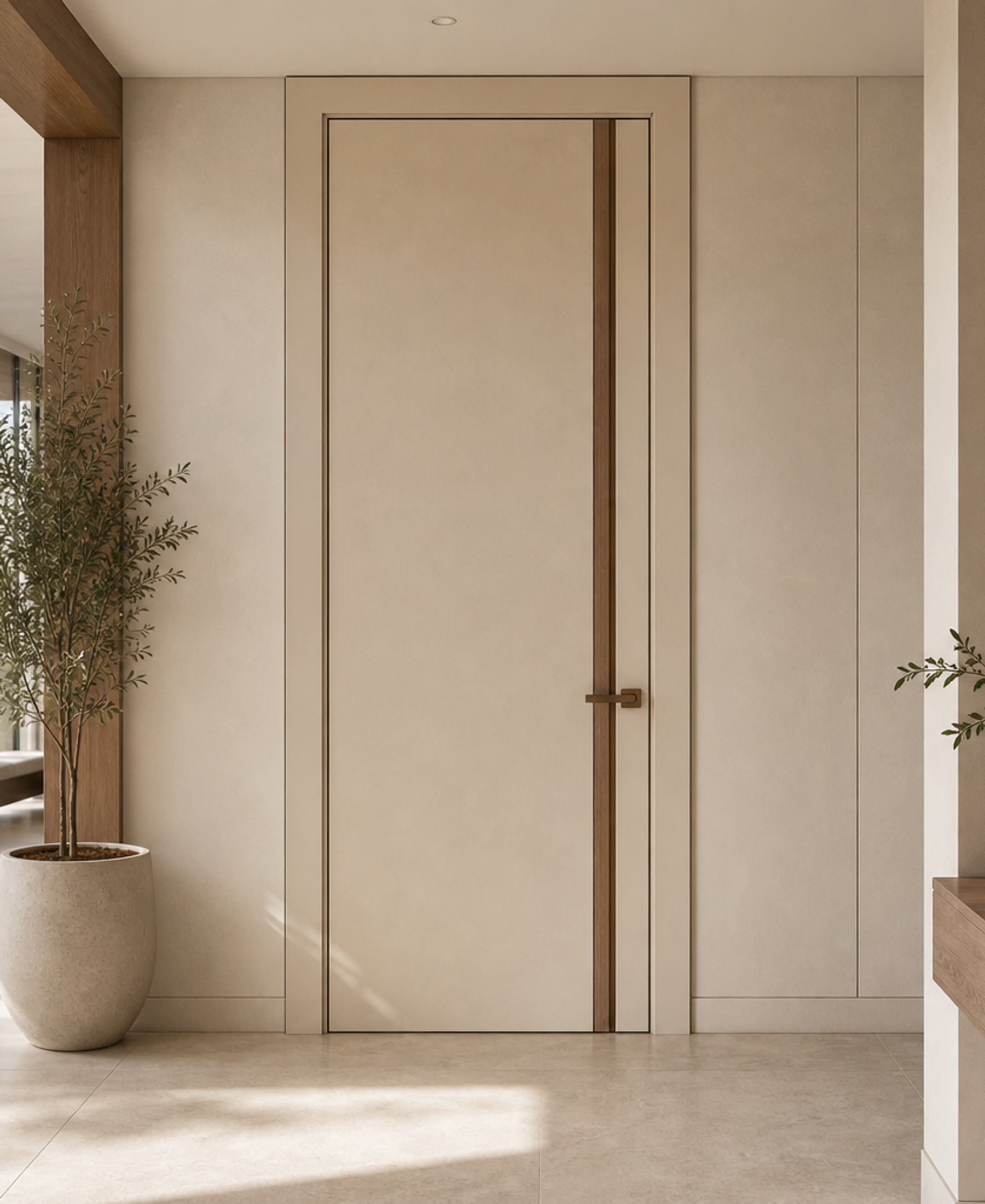 Fadior Alabaster Interior Door Suite with Soft Portal Rhythm — 304 stainless steel interior door system, front view