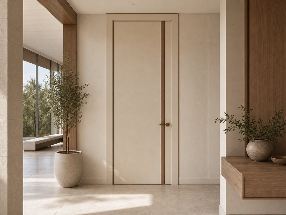Fadior Alabaster Interior Door Suite with Soft Portal Rhythm — 304 stainless steel interior door system, front view