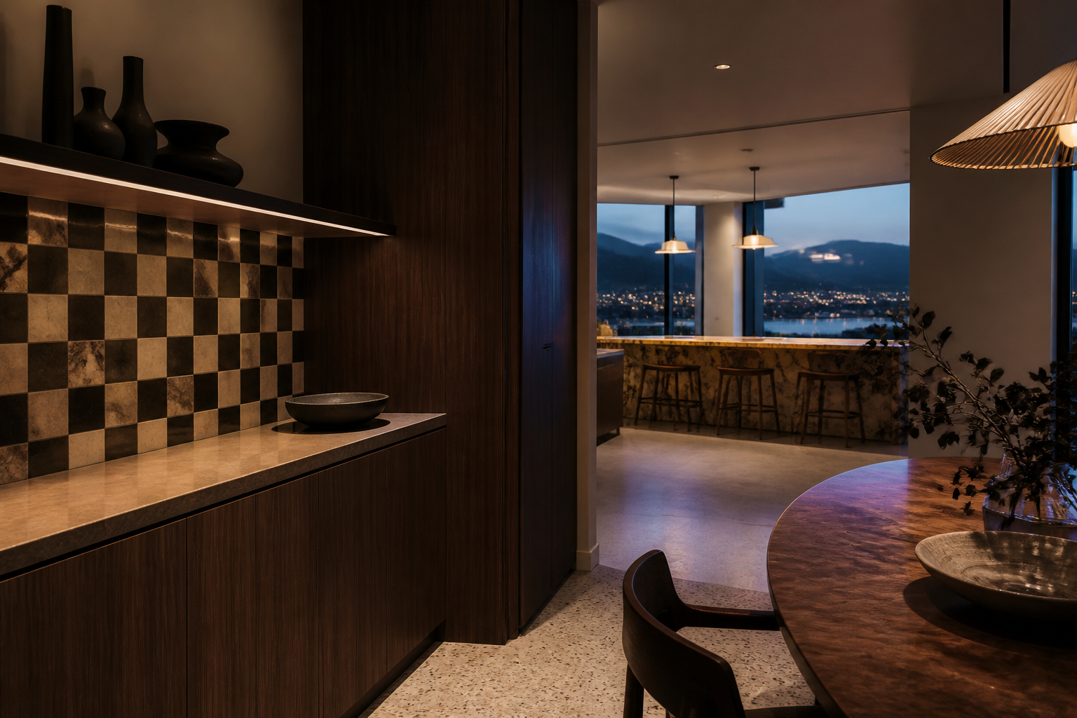 Fadior Queenstown 185 sqm Kitchen Penthouse — Queenstown Kitchen Penthouse — pantry, shelves, counter, cabinetry, tile
