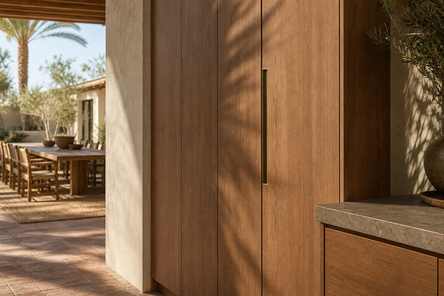 Fadior Radiance Wardrobe Suite with Bridge Prep Valet Wall — close-up of stainless steel finish and hardware detail