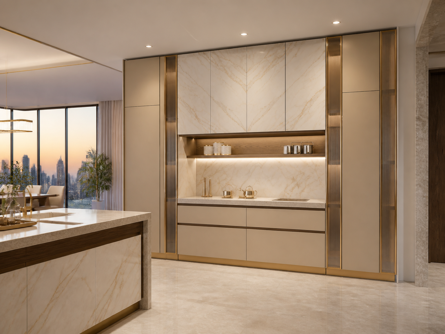 Fadior Pavilion Kitchen Suite with Cove Tea Pantry Wall — interior room context showing cabinet integration