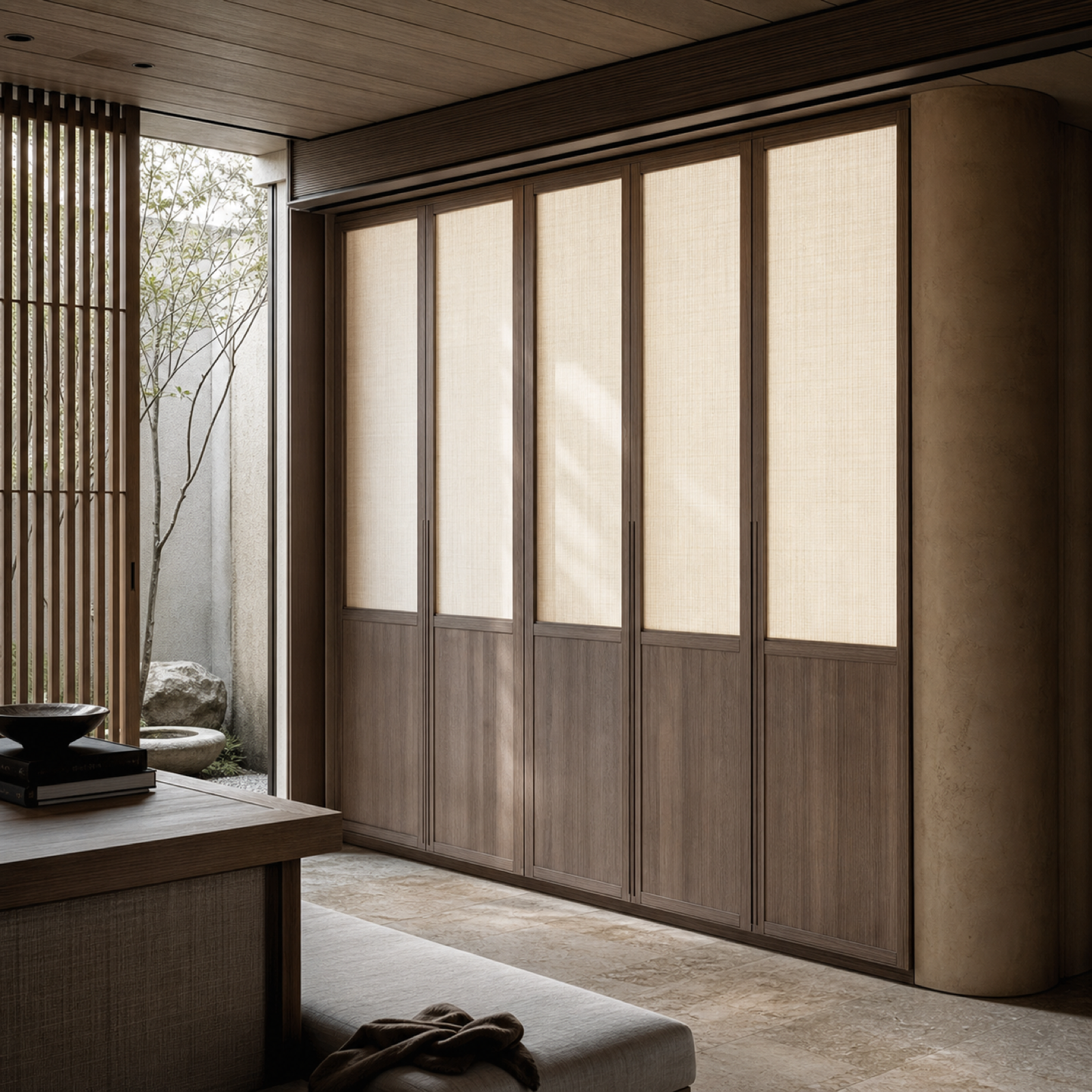 Fadior Lumiere Wardrobe Suite with Shoji Veil Dressing Screen — lifestyle setting with natural light and residential styling