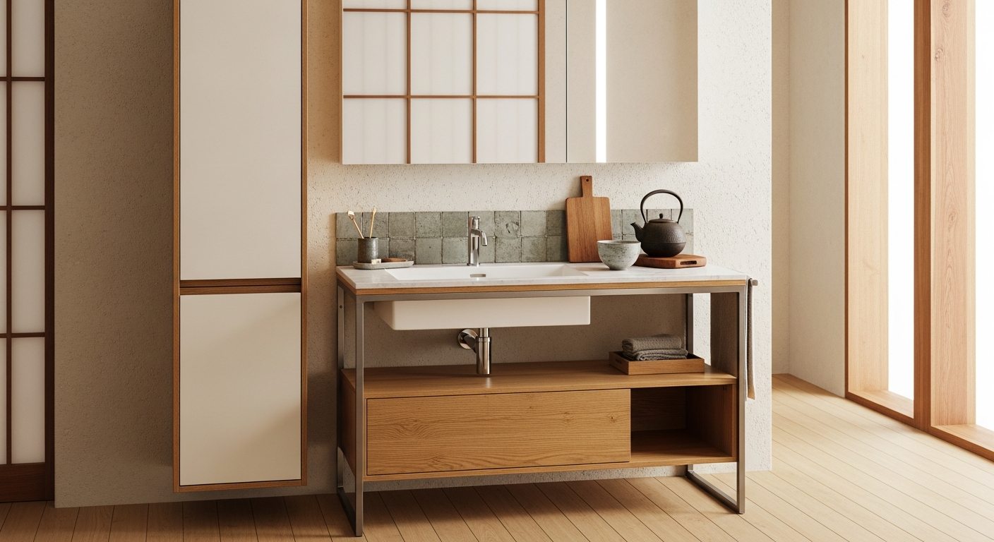 Fadior Acqua Washstand Vanity — lifestyle setting with natural light and residential styling