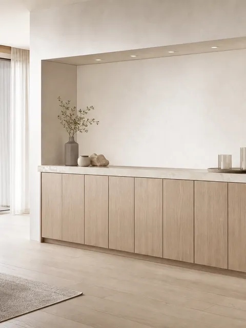 Suite de Armario de Vinos Cru con Pretil de Cata de Cuarzo