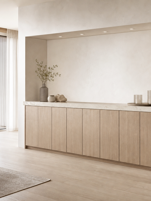 Fadior Cru Wine Cabinet Suite with Quartz Tasting Parapet — 304 stainless steel wine cabinet system, front view
