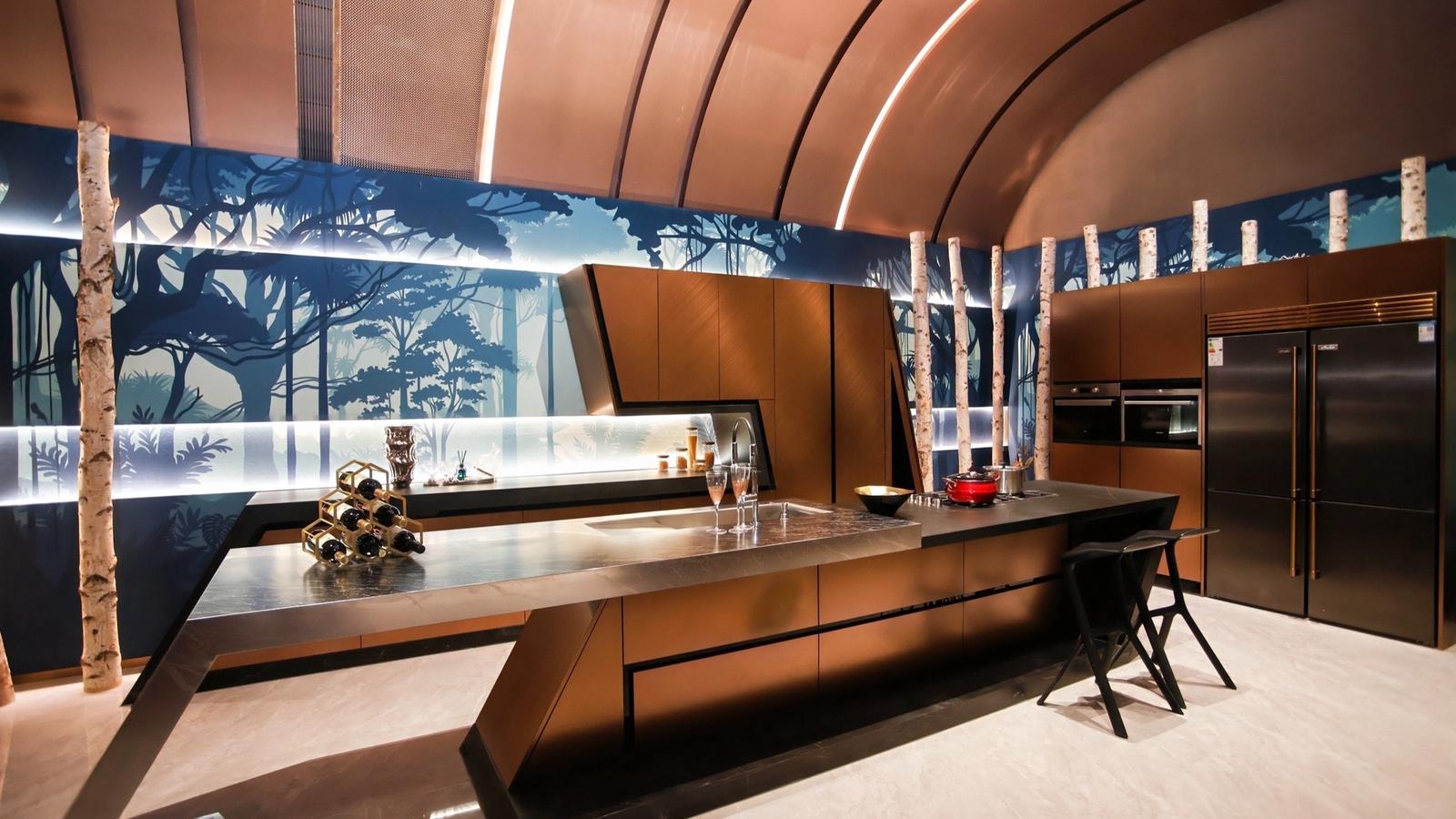 Premium stainless steel kitchen showroom at Fadior headquarters in Foshan, China