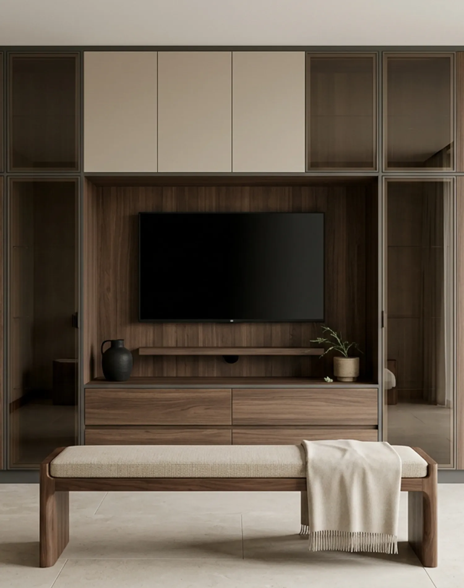 Fadior Zenith Media Console — lifestyle setting with natural light and residential styling