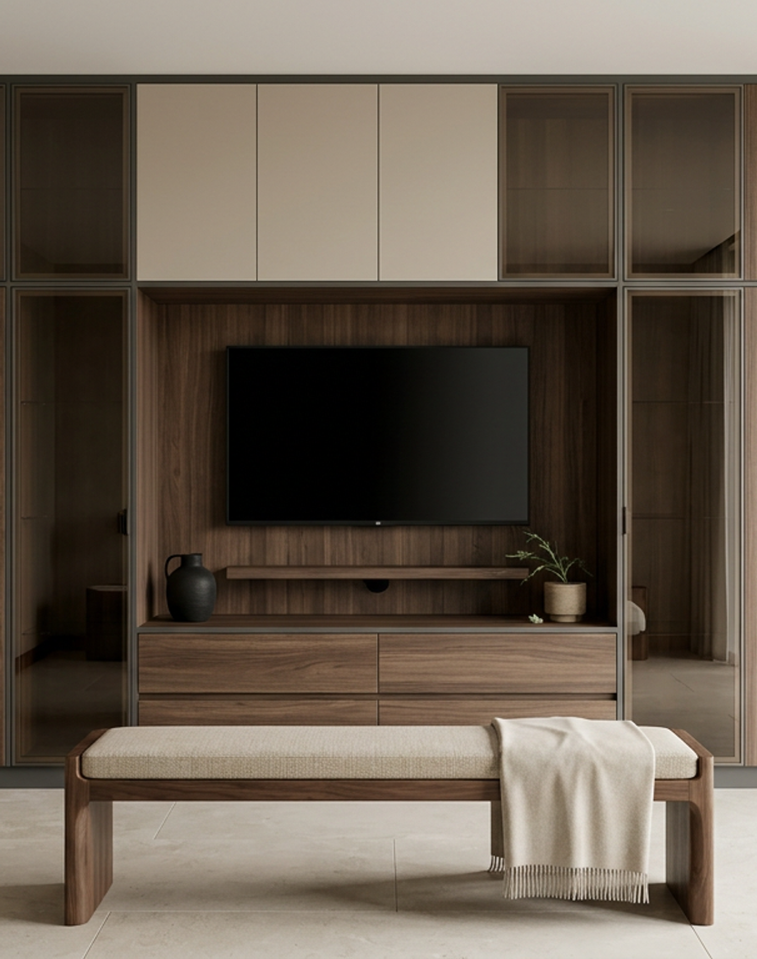 Fadior Zenith Media Console — lifestyle setting with natural light and residential styling