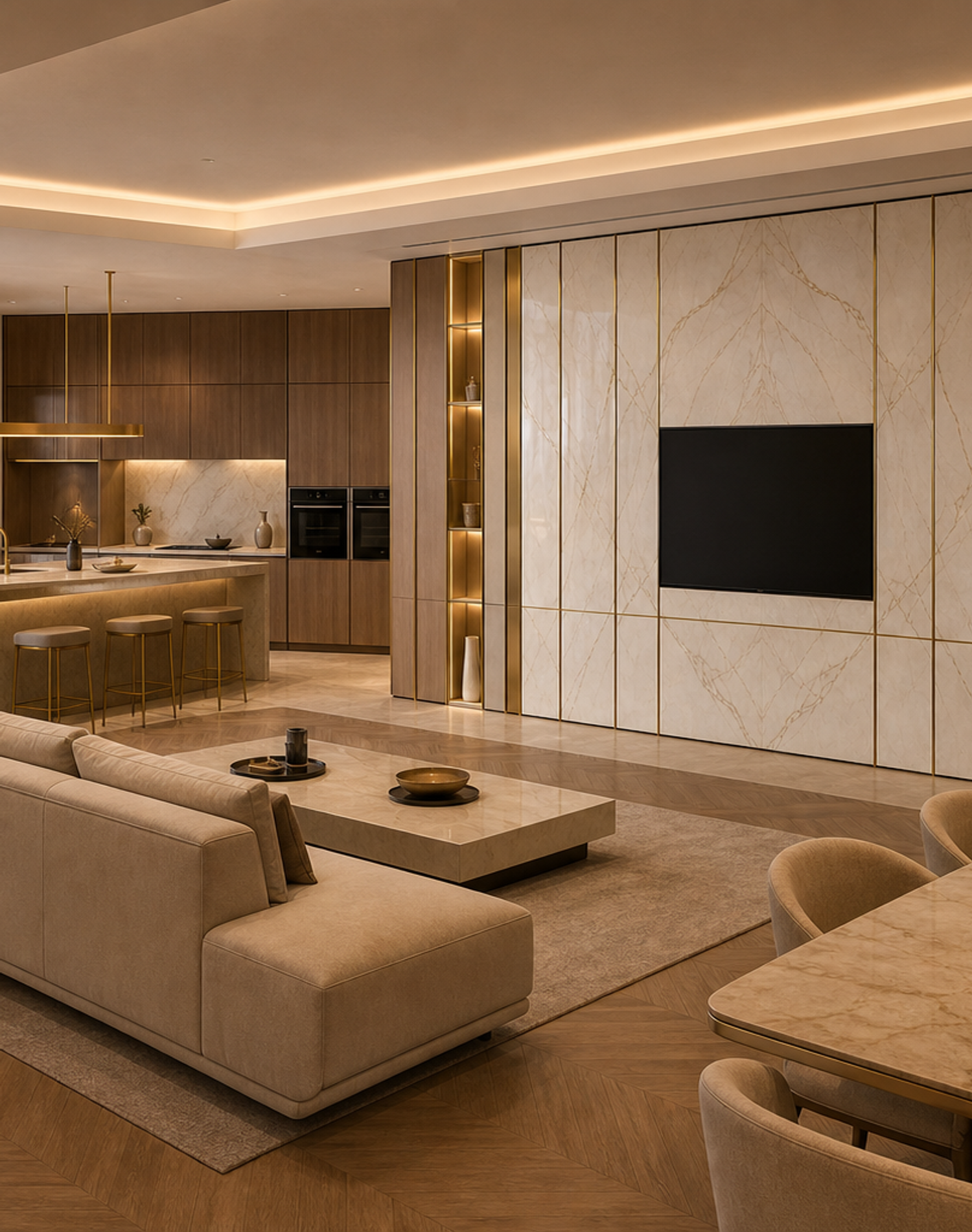 Fadior Silvan Connected Media Service Wall — interior room context showing cabinet integration