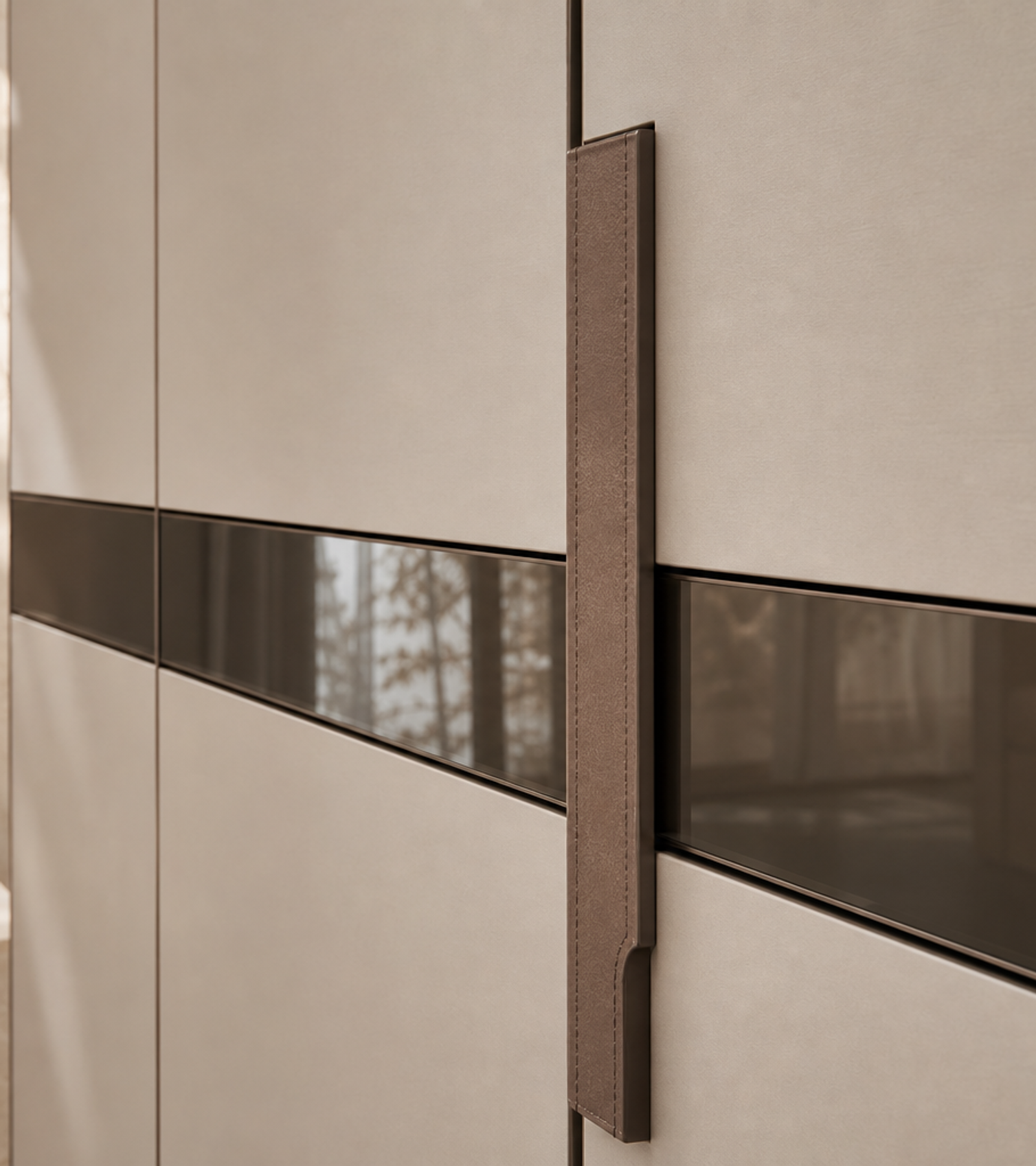 Fadior Canopy Wardrobe Suite with Tailored Dressing Grid — close-up of stainless steel finish and hardware detail