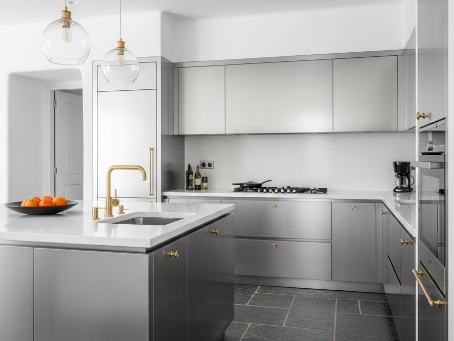 Fadior Oia Cliffside Villa — 304 stainless steel kitchen system, architectural view