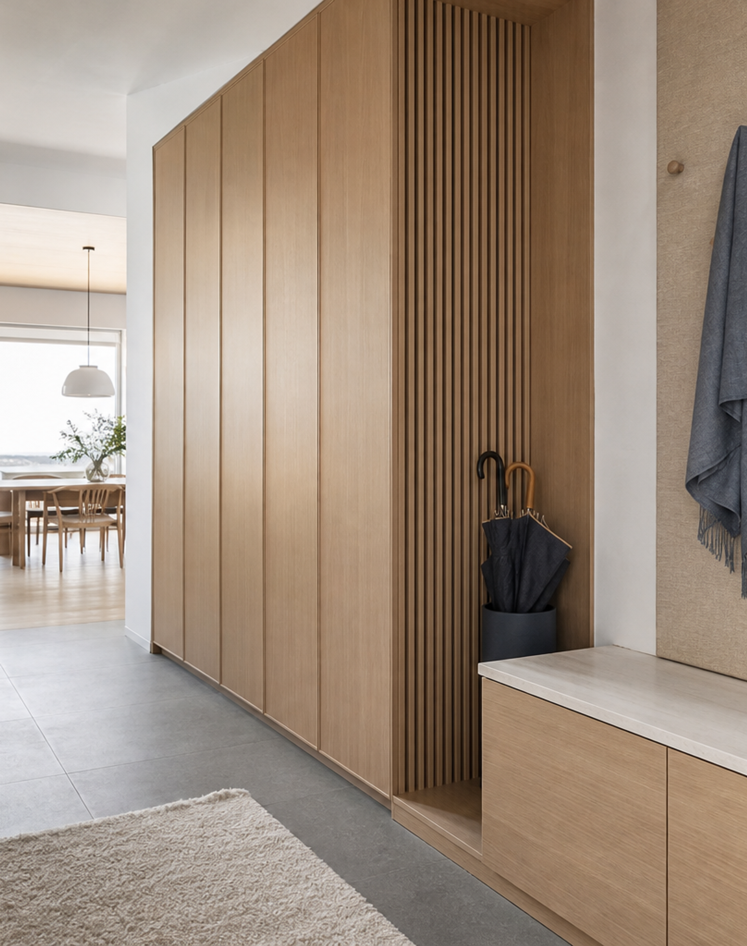 Fadior Savile Entryway Suite with Bamboo Slat Umbrella Bay — interior room context showing cabinet integration
