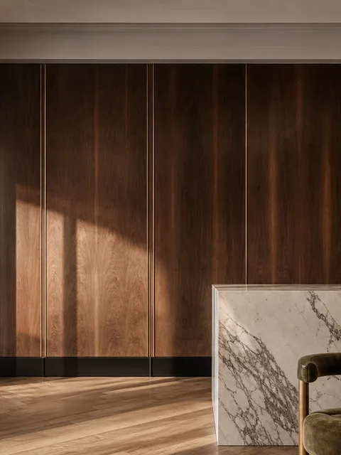 Suite de Paneles de Pared Miroir con Alineación de Zócalo Floorline