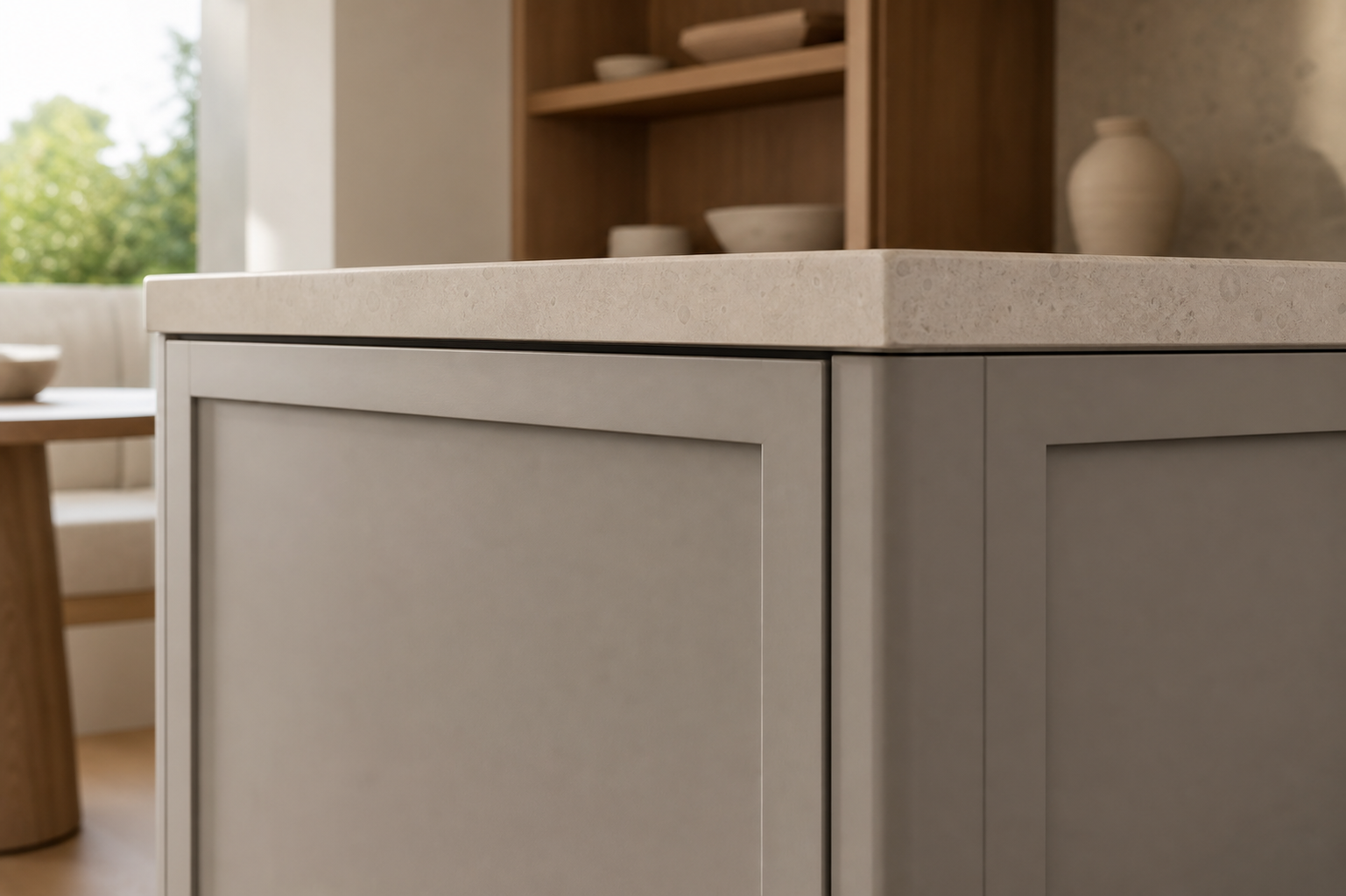 Fadior Atelier Hearthline Island — close-up of stainless steel finish and hardware detail