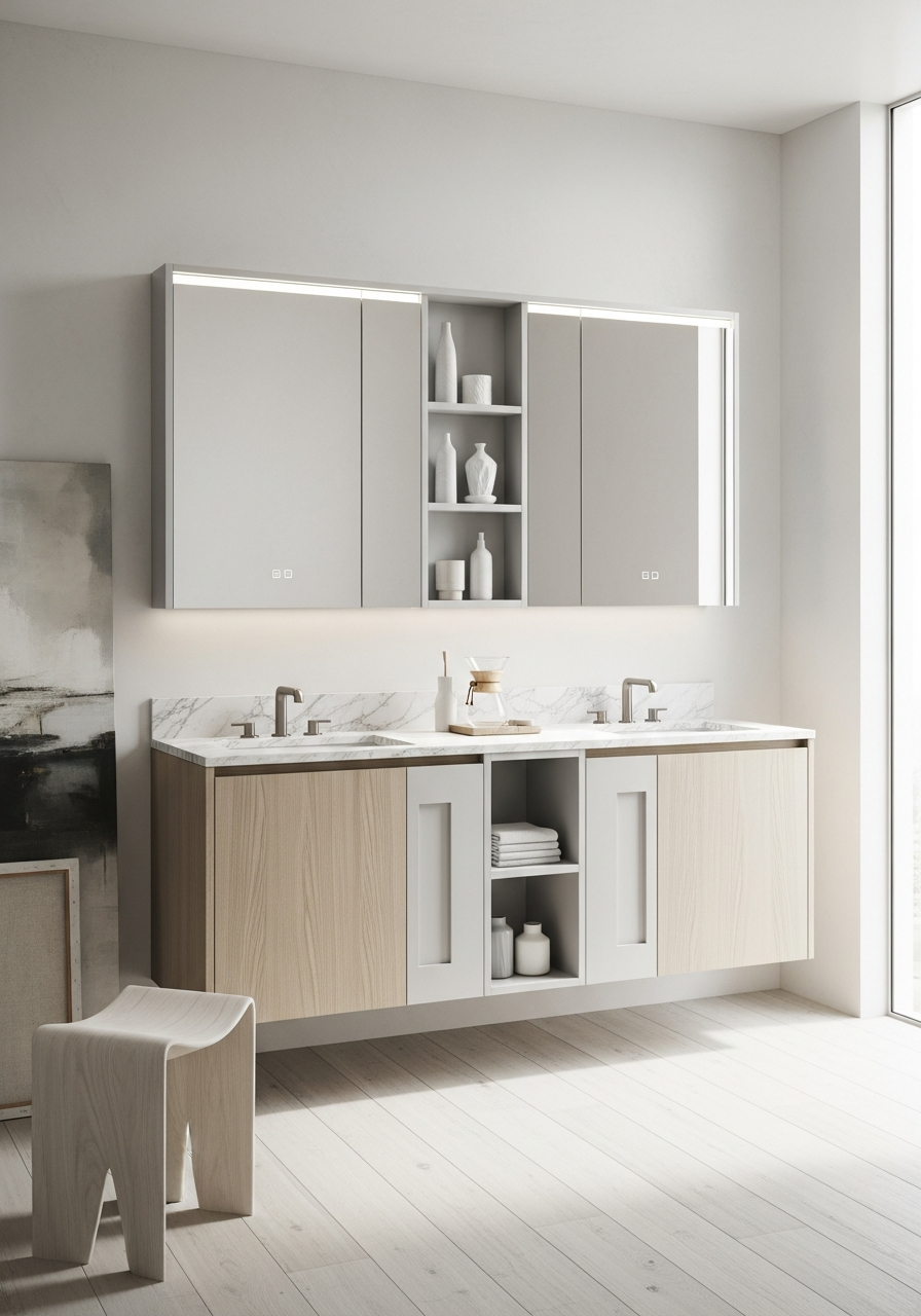 Fadior Ethereal Bath and Vanity Suite — 304 stainless steel bath and vanity system, front view