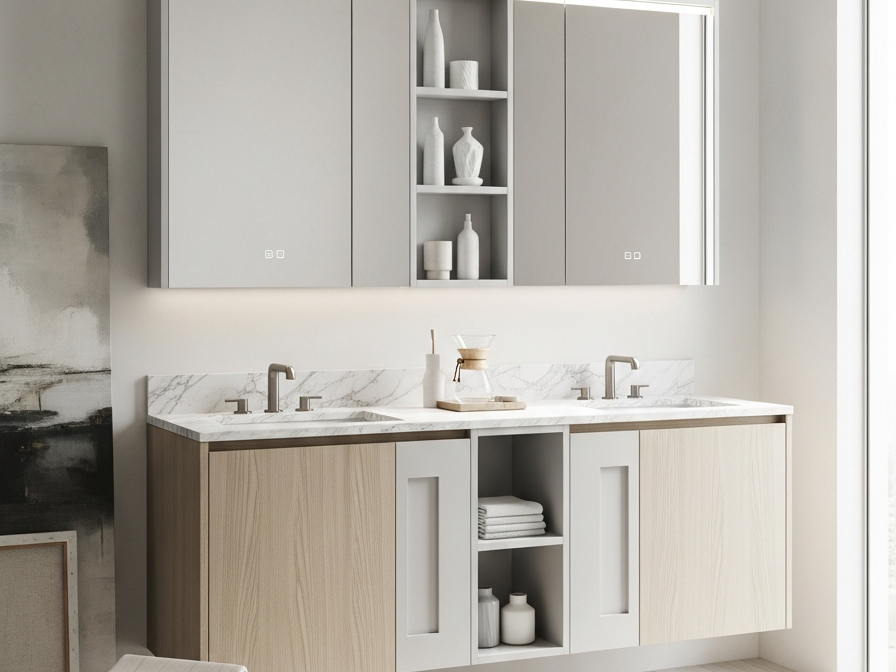 Fadior Ethereal Bath and Vanity Suite — 304 stainless steel bath and vanity system, front view