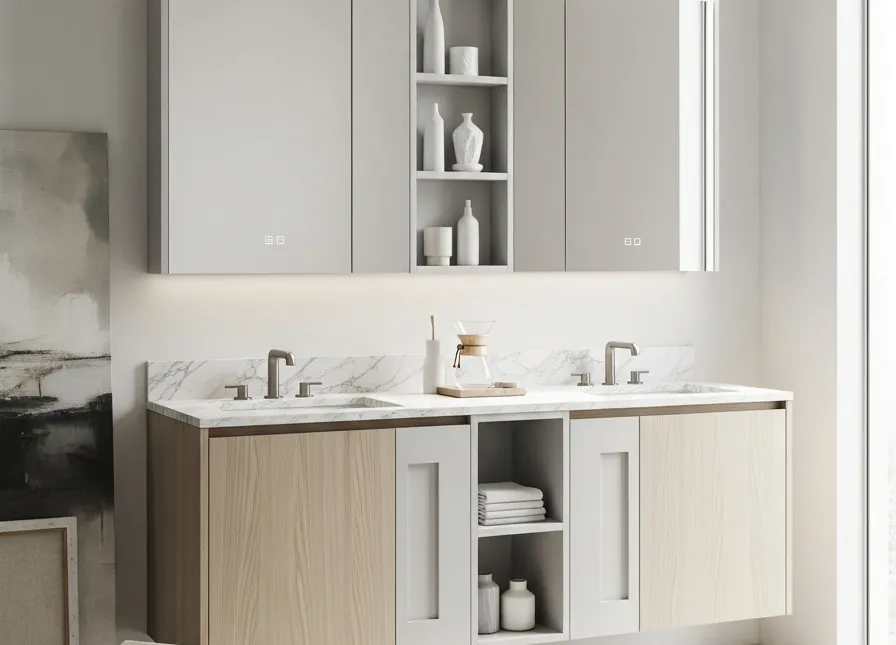 Fadior Ethereal Bath and Vanity Suite — 304 stainless steel bath and vanity system, front view