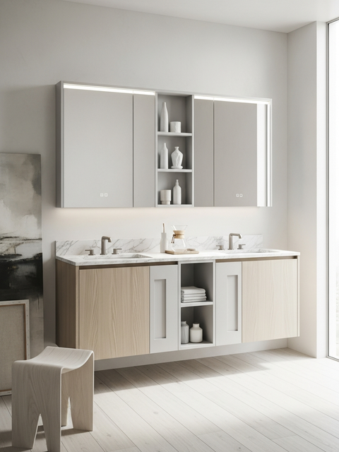 Fadior Ethereal Bath and Vanity Suite — 304 stainless steel bath and vanity system, front view