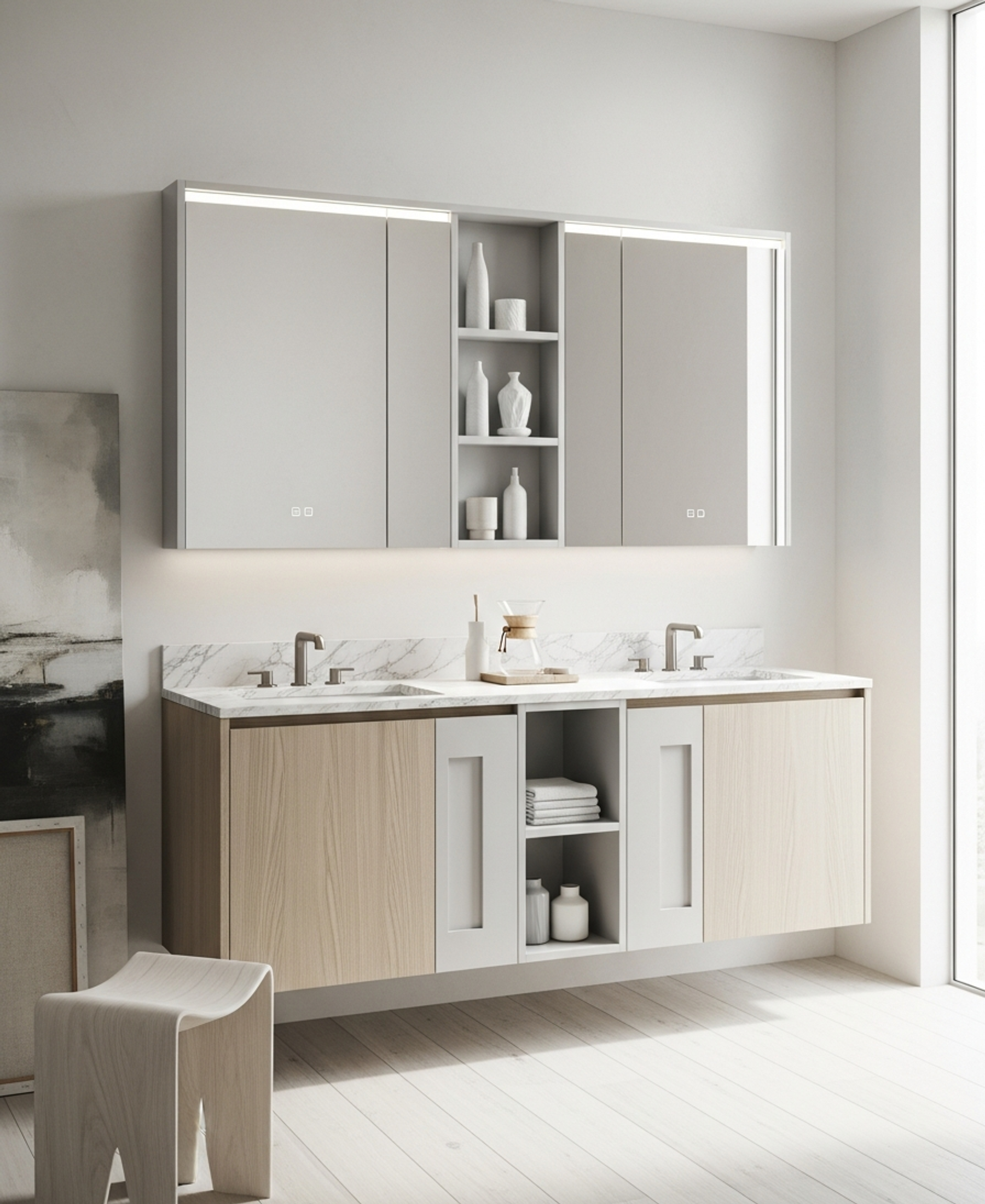 Fadior Ethereal Bath and Vanity Suite — 304 stainless steel bath and vanity system, front view