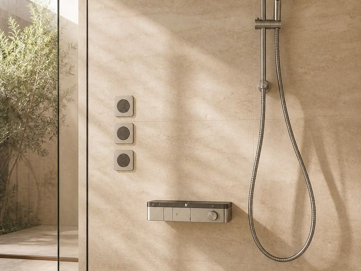 Shower Faucet System styled in a FADIOR HOME interior setting