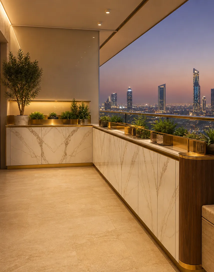 Soleil Balcony Suite con Barra de Servicio para Jardineras perspectiva interior