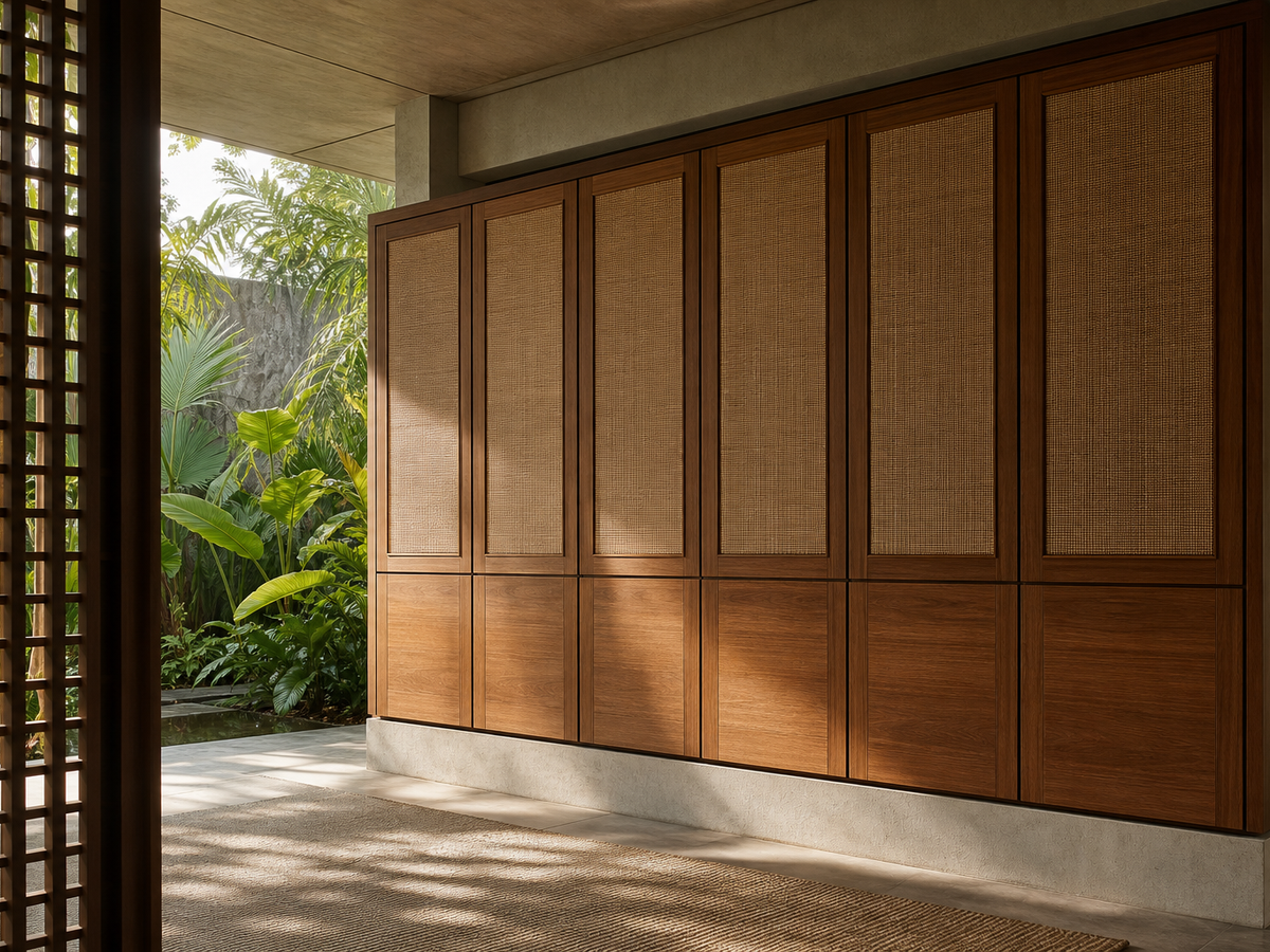 Fadior Voyage Wardrobe Suite with FSC Oak Provenance Wall — 304 stainless steel wardrobe system, front view
