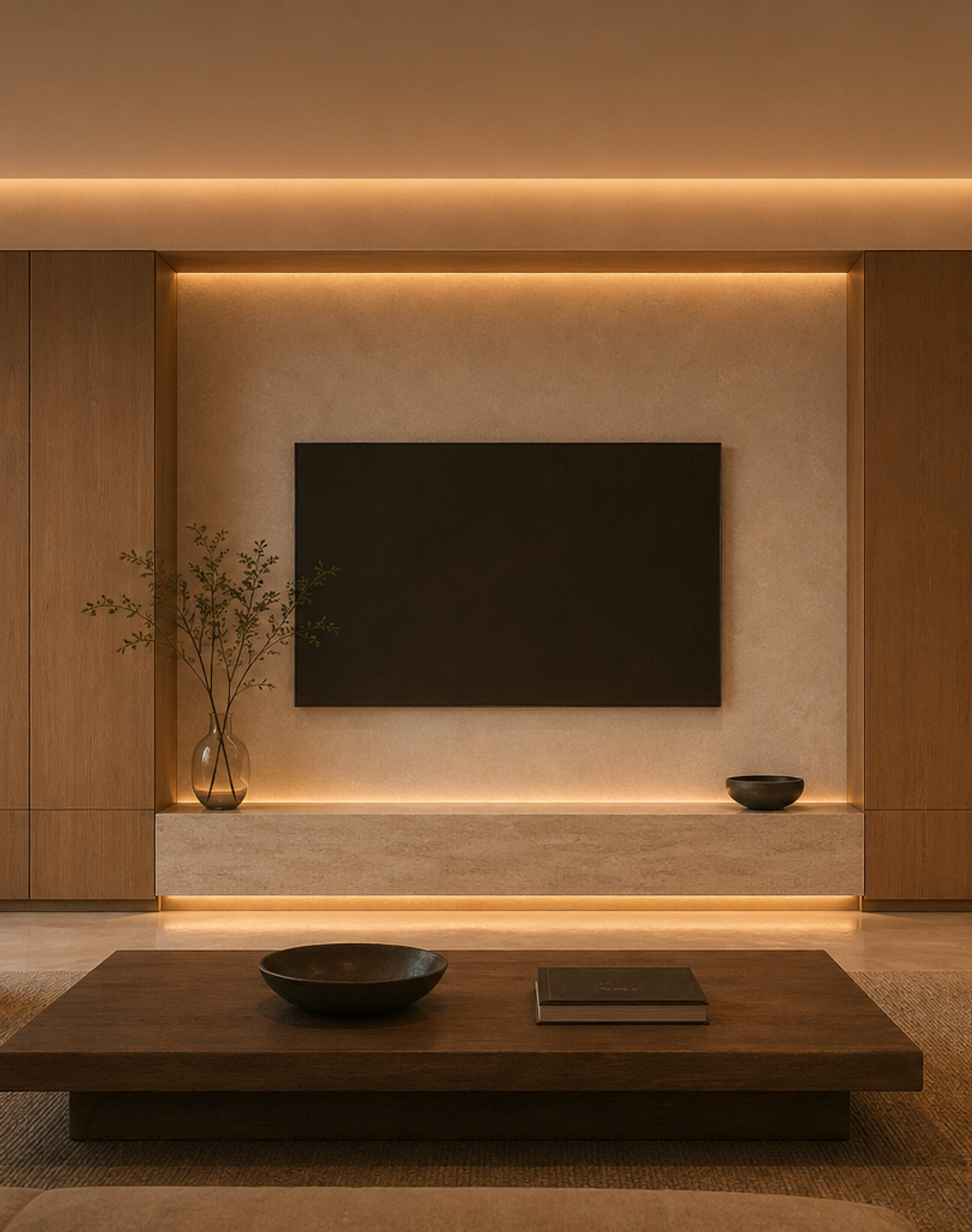 Fadior Patina Living Room Suite with Mineral Hearth Media Wall — lifestyle setting with natural light and residential styling