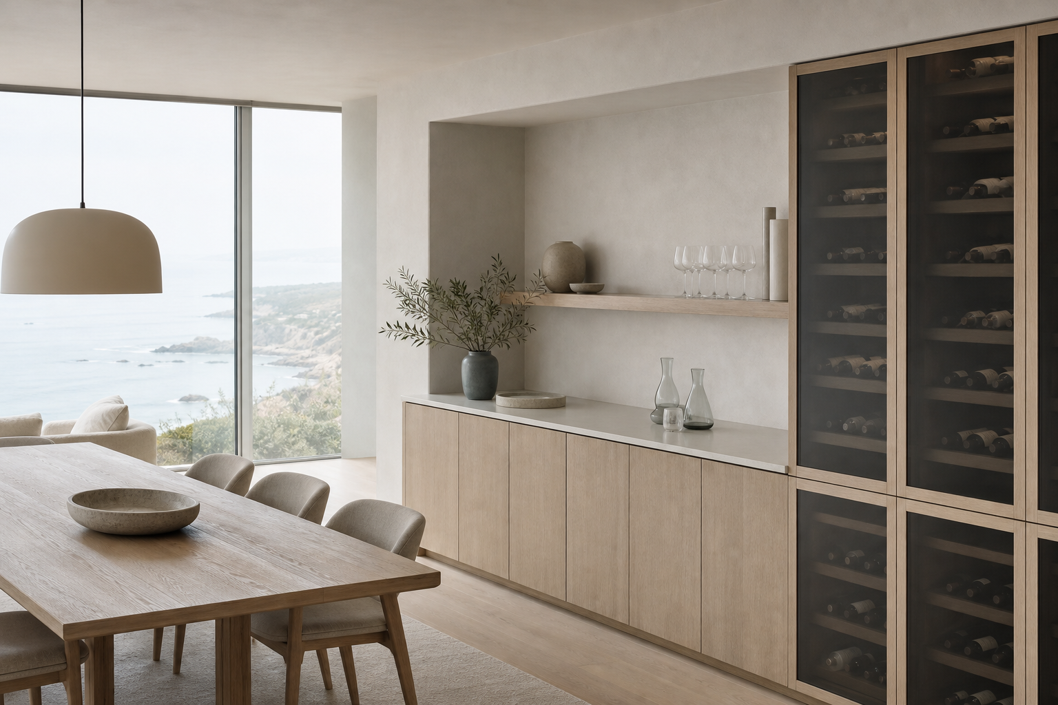 Fadior Cru Architectural Cellar Service Wall — interior room context showing cabinet integration