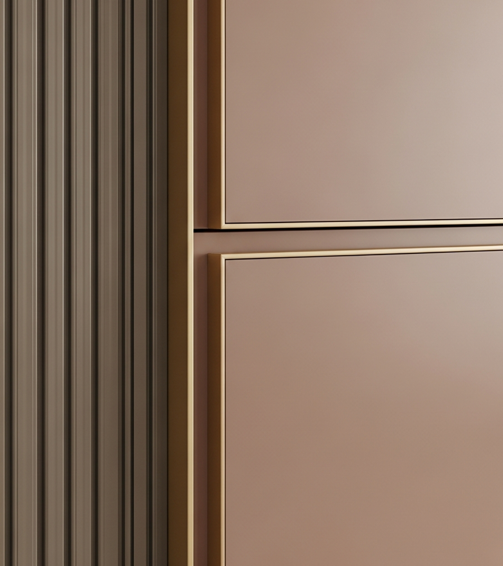 Fadior Archetype Entryway Console — close-up of stainless steel finish and hardware detail