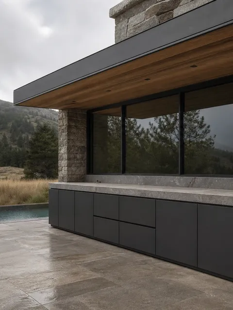 Suite de Cocina Exterior Vantage con Galería de Parrilla de Veta de Cuarzo