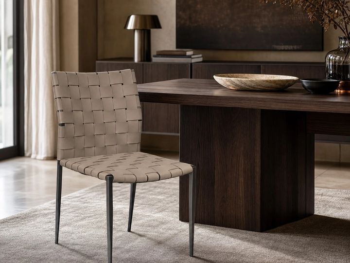 Leather-Accent Dining Chair styled in a FADIOR HOME interior setting