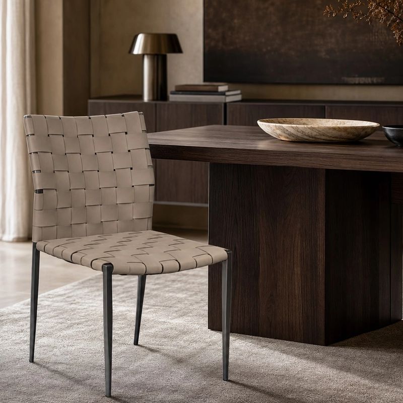 Leather-Accent Dining Chair (Microfiber saddle leather) styled in a FADIOR HOME interior setting