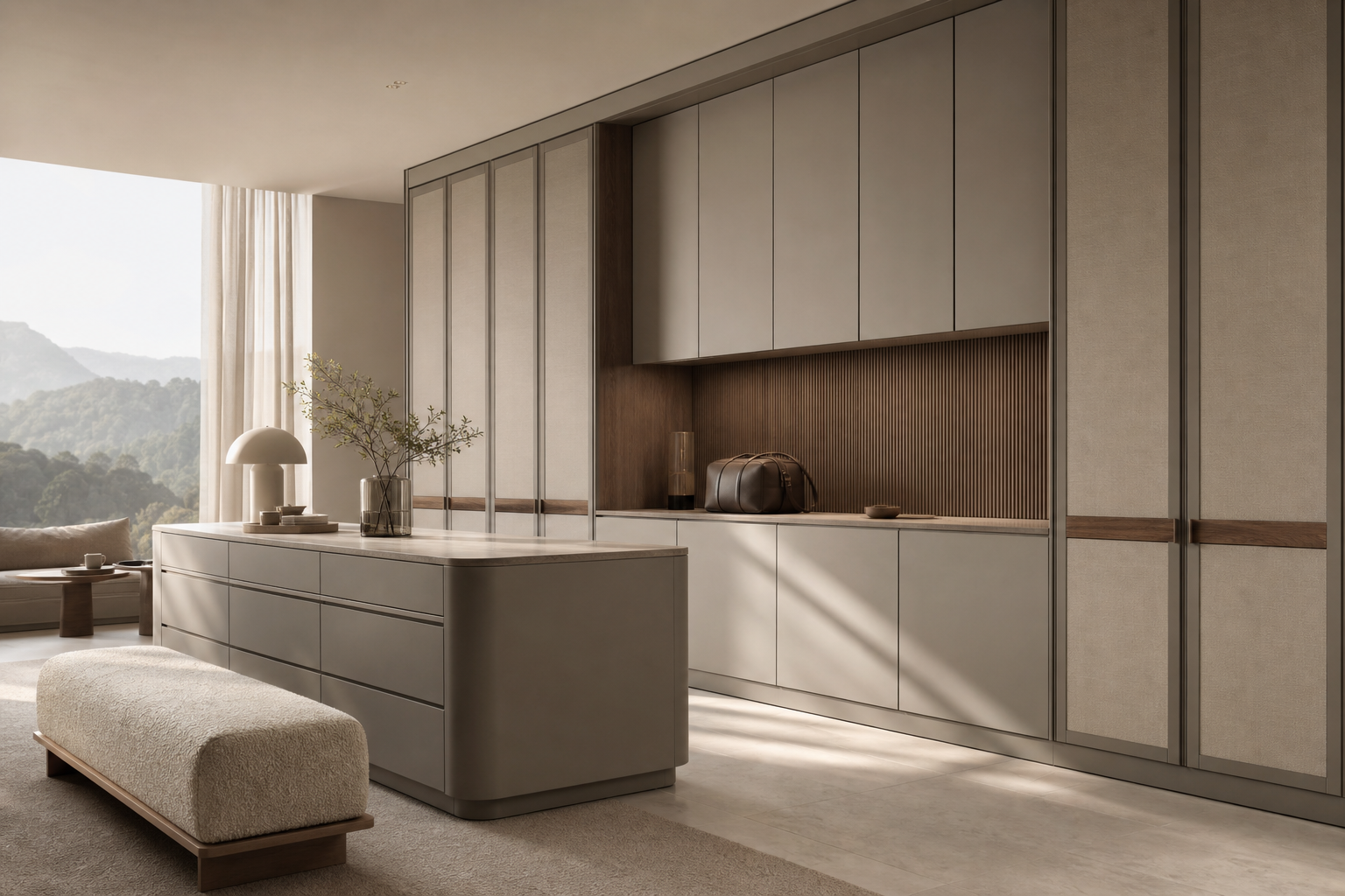 Fadior Lumiere Wardrobe Suite with Travel Packing Wall — lifestyle setting with natural light and residential styling