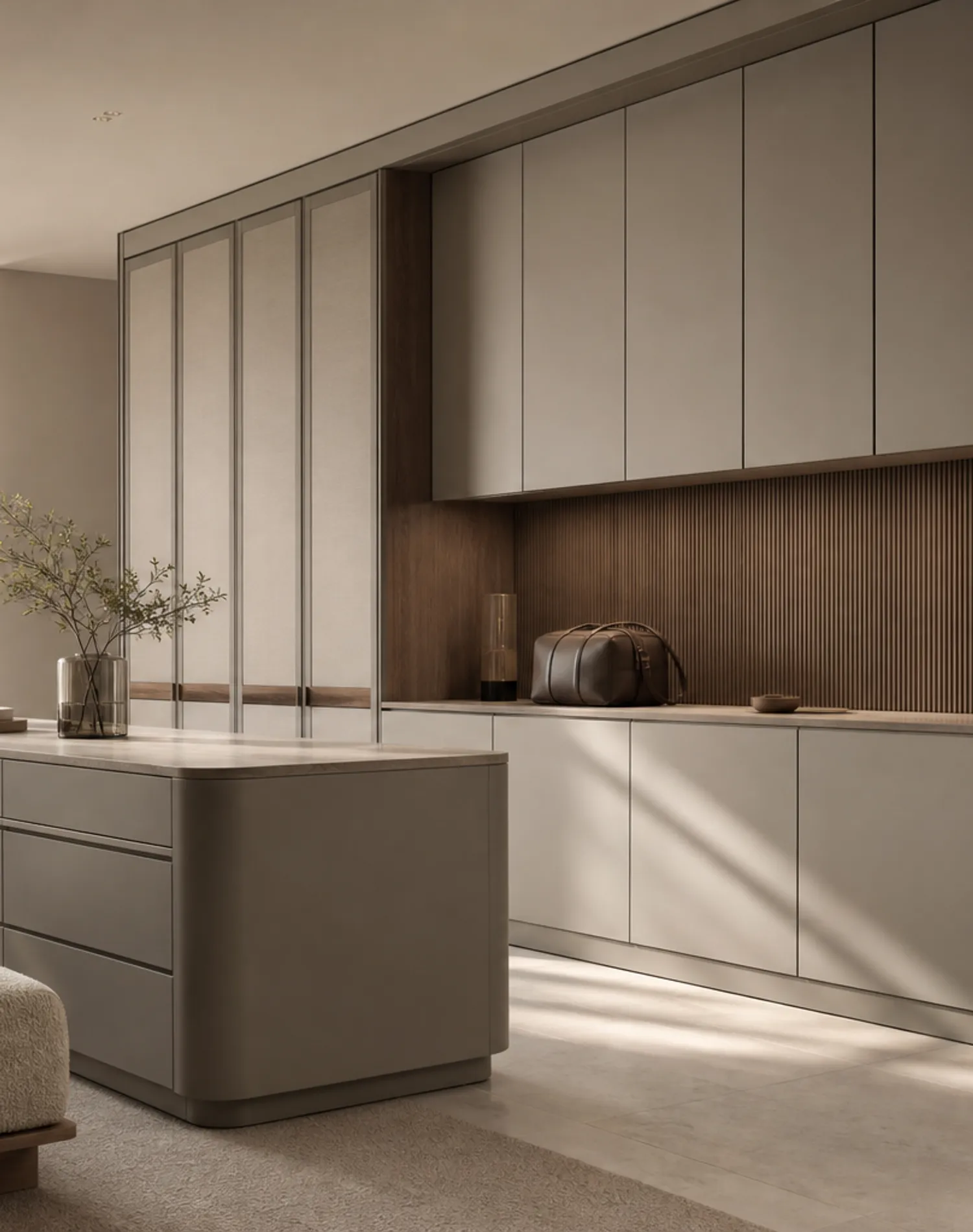 Fadior Lumiere Wardrobe Suite with Travel Packing Wall — lifestyle setting with natural light and residential styling