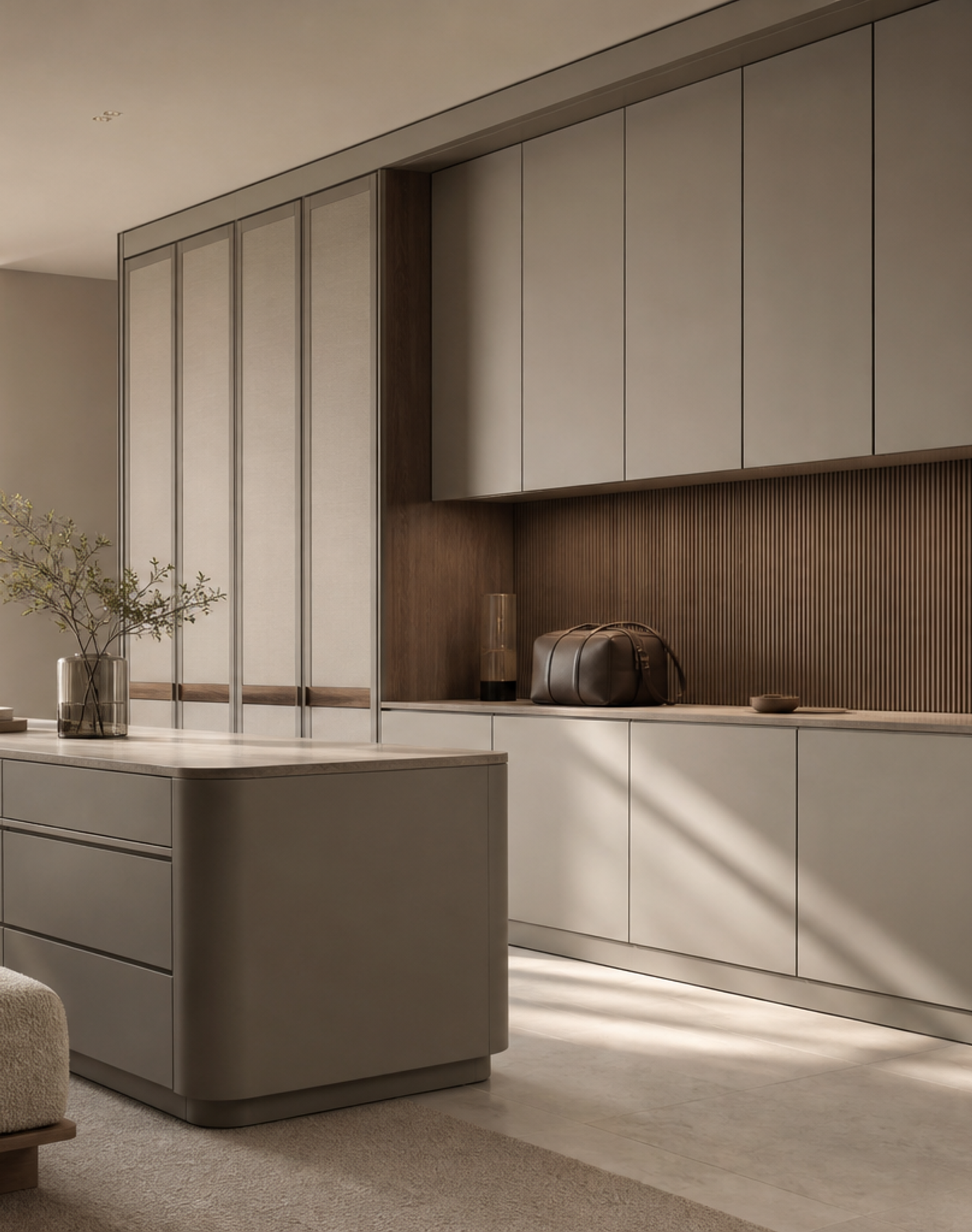 Fadior Lumiere Wardrobe Suite with Travel Packing Wall — lifestyle setting with natural light and residential styling