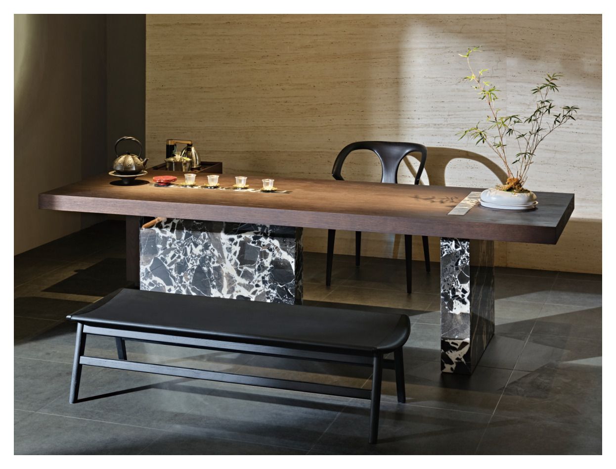 Mesa de té de mármol 1800 × 900 × 720H vista del producto