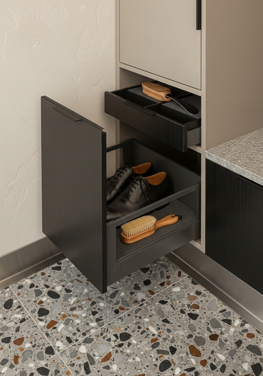 Fadior Archetype Entryway Suite — close-up of stainless steel finish and hardware detail