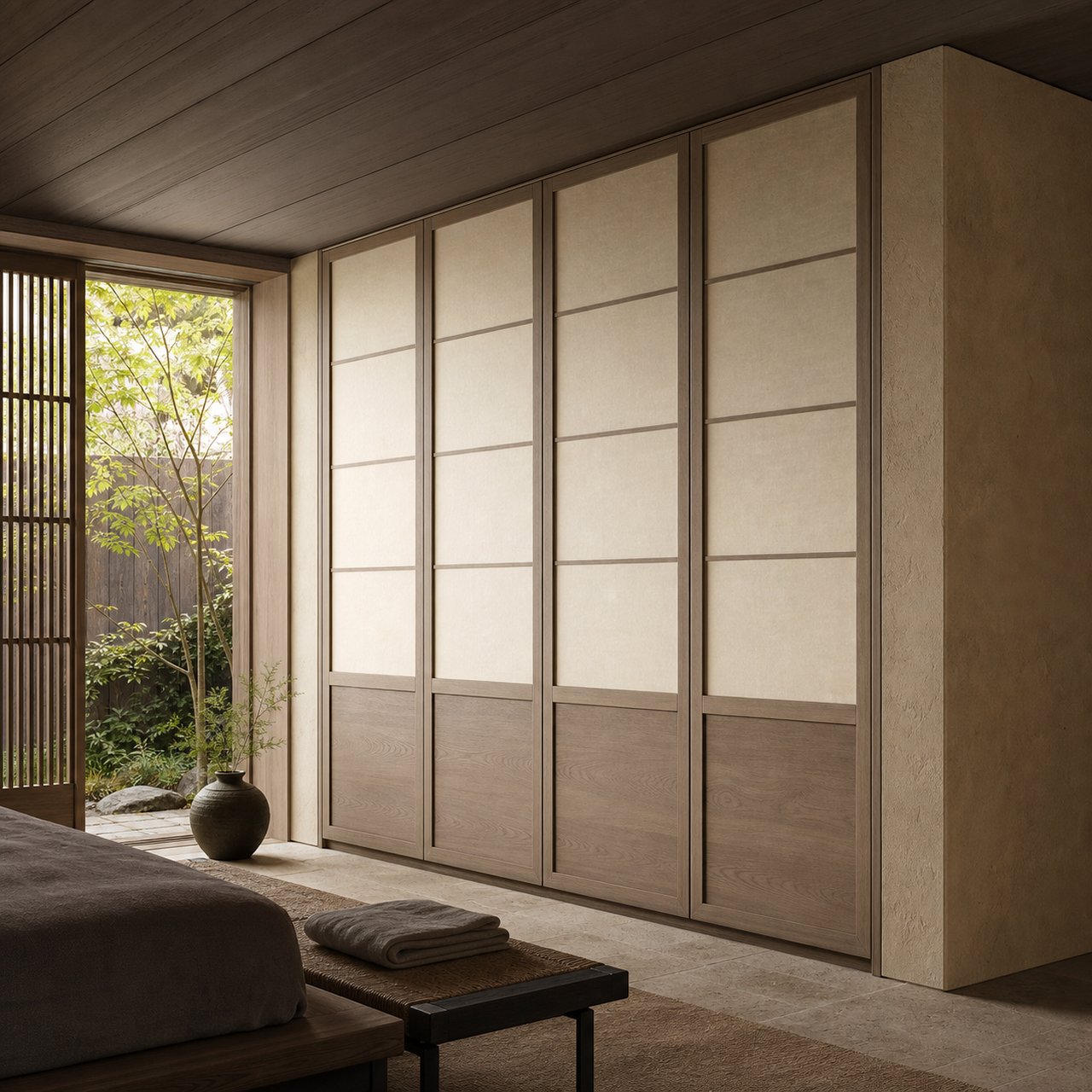 Fadior Eclipse Wardrobe Suite with Silent Motion Valet Facade — lifestyle setting with natural light and residential styling