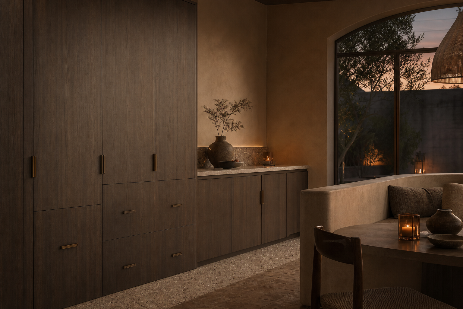 Fadior Riviera Kitchen Suite with Breakfast Atrium Prep Wall — interior room context showing cabinet integration