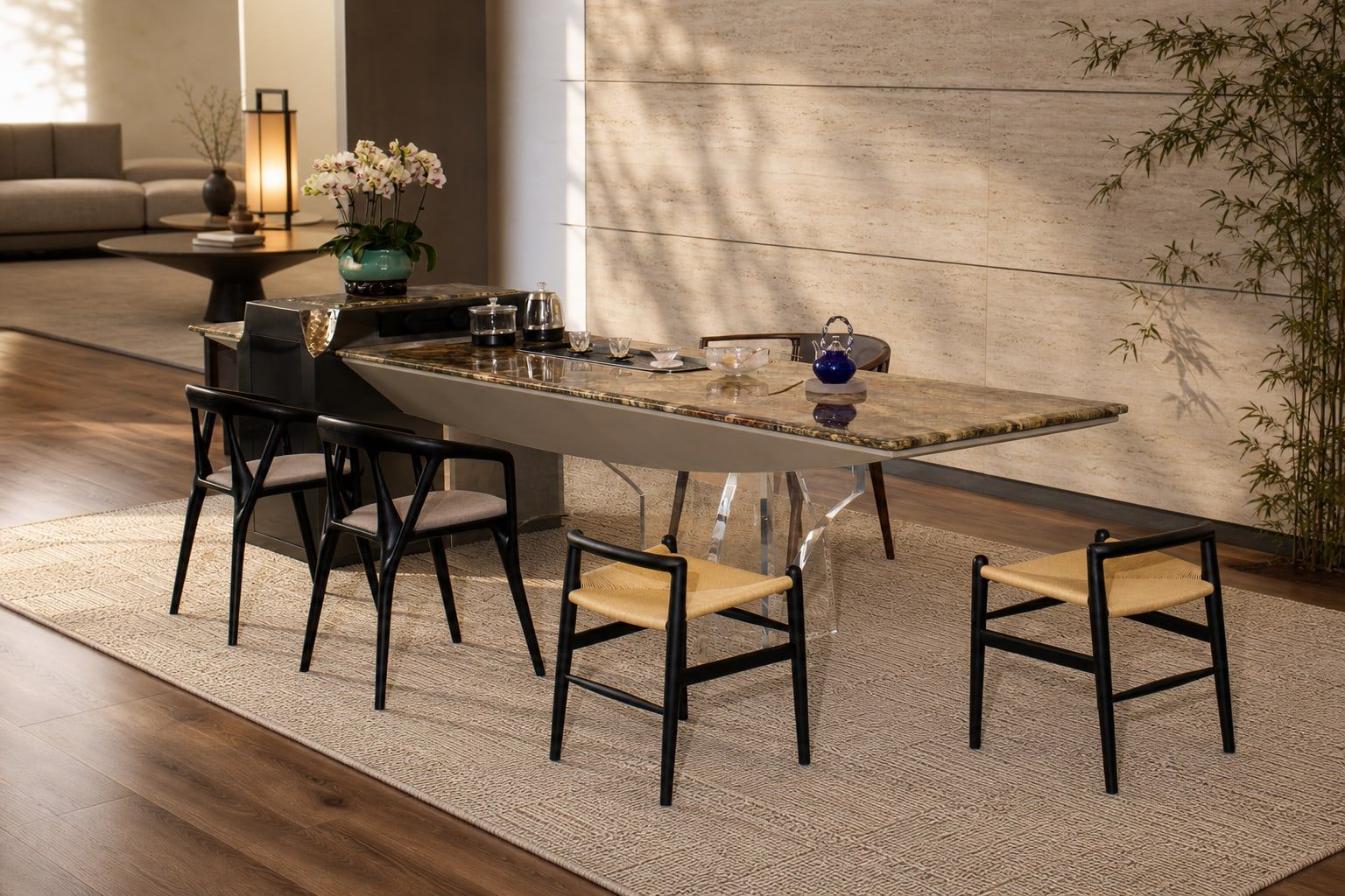 Marble Tea Table (Marble) styled in a FADIOR HOME interior setting